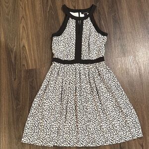 White House Black Market Black and White Pleated Sleeveless Halter Dress